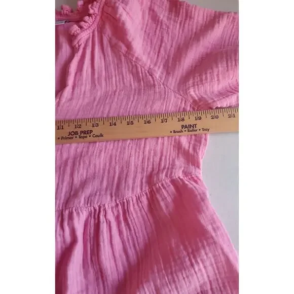 Old Navy Womens Pink Gauze shirt Sleeve Dress Size Medium Beachy Feminine Travel - Picture 4 of 6